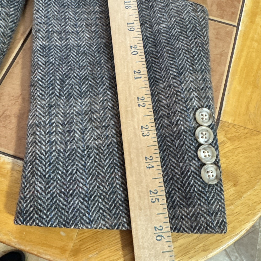 Evan Picone 44L Brown Multi Color Wool Tweed Herringbone Jacket ELBOW PATCHES - Picture 12 of 14